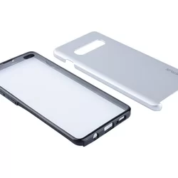 Telefontok Samsung Galaxy S10+ (S10 Plus) - átlátszó előlap + Ezüst plexi hátlap tok 360°-4