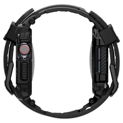 Apple Watch 10 (42 mm) okosóra szíj+tok - Spigen Rugged Armor - fekete szilikon szíj+tok-3