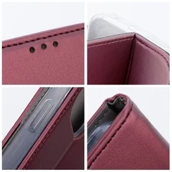 Telefontok Motorola Moto G85 5G - Smart Magnetic burgundy szilikon keretes mágneses könyvtok-4
