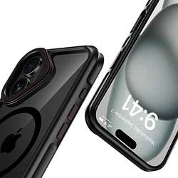 iPhone 16 telefontok - Tech-Protect Maghybrid - MagSafe kompatibilis áttetsző műanyag hátlap tok, fekete szilikon kerettel-2