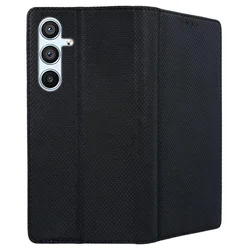 Samsung Galaxy S24 FE telefontok - fekete mágneses szilikon keretes könyvtok-2