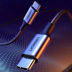 Ugreen US316 kábel - Type-C (USB-C) / Type-C (USB-C) fekete szövet kábel 1,5m, 100W-2