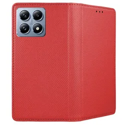 Xiaomi 14T Pro 5G telefontok - piros mágneses szilikon keretes könyvtok-2