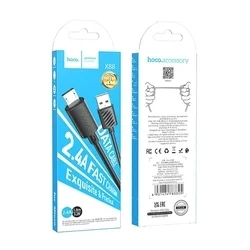 HOCO X88 kábel - USB / MicroUSB fekete kábel, 2,4A-3