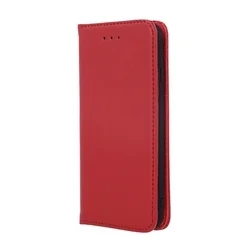 Samsung Galaxy A16 5G telefontok - Eredeti bőr Smart piros mágneses szilikon keretes könyvtok-1