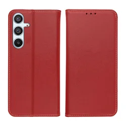 Samsung Galaxy A16 5G telefontok - Eredeti bőr Smart piros mágneses szilikon keretes könyvtok-5