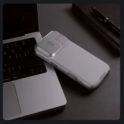 Telefontok iPhone 16 Pro Max - Nillkin csúsztatható kameravédős Titánium szürke hátlap tok-2