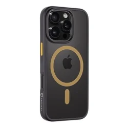 Tactical MagForce telefontok - iPhone 16 Pro - MagSafe kompatibilis áttetsző fekete/sárga műanyag hátlap tok-1