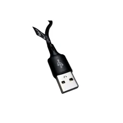 C171 - 3in1 kábel - USB - Lightning / Type-C / MicroUSB fekete szövet kábel 2,4A, 1,2m-1