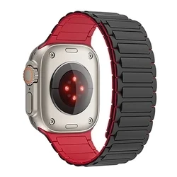 Apple Watch 4/5/6/7/8/9/SE/ULTRA 1/2 (42 / 44 / 45 / 49 mm) - Tech- Protect Iconband - mágneses fekete/piros szilikon szíj-1