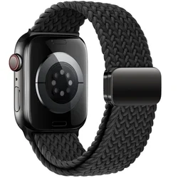 Apple Watch 6/7/8/9/10/SE (40 / 41 / 42 mm) okosóra szíj - Tech- Protect Nylonmag - fekete szövet szíj-1