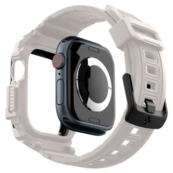 Apple Watch 10 (46 mm) okosóra szíj+tok - Spigen Rugged Armor - bézs szilikon szíj+tok-7