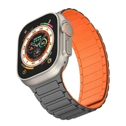 Apple Watch 4/5/6/7/8/9/SE/ULTRA 1/2 (42 / 44 / 45 / 49 mm) - Tech- Protect Iconband - mágneses titanium/narancssárga fémszíj ﻿-2