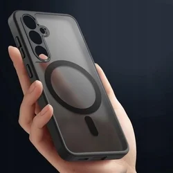 Motorola Edge 50 Neo 5G telefontok - Tech-Protect Magmat - MagSafe kompatibilis áttetsző műanyag hátlap tok, fekete szilikon kerettel-1