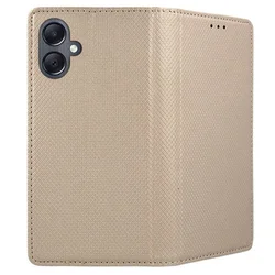 Samsung Galaxy A06 telefontok - arany mágneses szilikon keretes könyvtok-2