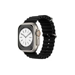 Apple Watch 42 / 44 / 45 / 49 mm okosóra szíj - F- Design FA12 - fekete szilikon szíj-2