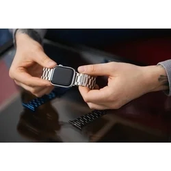 Apple Watch 38 / 40 / 41 mm okosóra szíj - F- Design FA10 - ezüst fém szíj-1