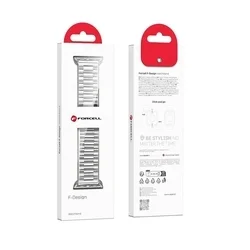 Apple Watch 38 / 40 / 41 mm okosóra szíj - F- Design FA10 - ezüst fém szíj-5