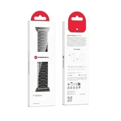 Apple Watch 42 / 44 / 45 / 49 mm okosóra szíj - F- Design FA10 - fekete fém szíj-2