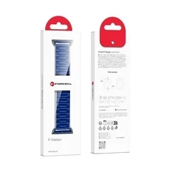 Apple Watch 42 / 44 / 45 / 49 mm okosóra szíj - F- Design FA10 - kék fém szíj-4