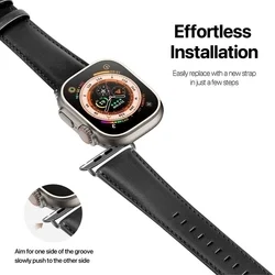 Apple Watch 38 / 40 / 41 mm okosóra szíj - Dux Ducis YS - fekete bőr szíj-2
