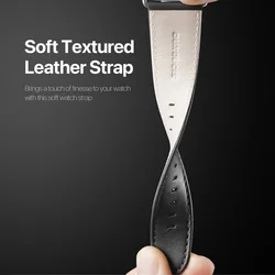 Apple Watch 42 / 44 / 45 / 49 mm okosóra szíj - Dux Ducis YS - fekete bőr szíj-3