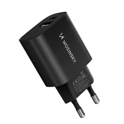 Telefon töltő: Wozinsky WGWCW - USB / Type-C (USB-C) portos fekete hálózati gyors töltőfej, 20W-2