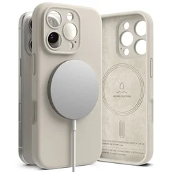 Telefontok iPhone 16 Pro Max - RINGKE SILICONE MAGNETIC MAGSAFE bézs hátlap tok-6