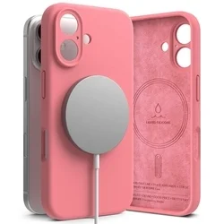 Telefontok iPhone 16 - RINGKE SILICONE MAGNETIC MAGSAFE pink hátlap tok-6