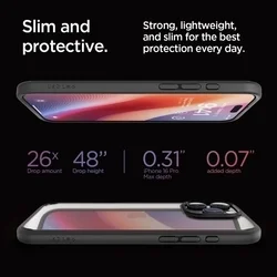 Telefontok iPhone 16 Pro Max - SPIGEN ULTRA HYBRID - átlátszó/fekete szilikon tok-12