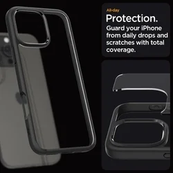Telefontok iPhone 16 Pro - SPIGEN ULTRA HYBRID - átlátszó/fekete szilikon tok-10