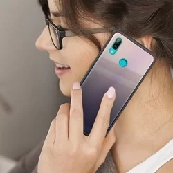 Telefontok Huawei P Smart 2019 - barna-fekete üveg hátlaptok-2