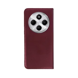 Xiaomi Redmi 14C telefontok - Smart Magnetic burgundy szilikon keretes mágneses könyvtok-2