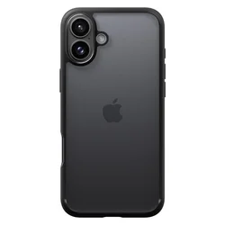 Telefontok iPhone 16 - SPIGEN ULTRA HYBRID - átlátszó/fekete szilikon tok-1