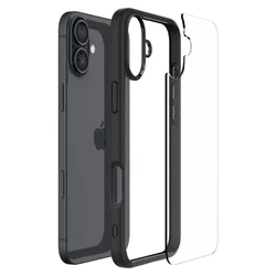 Telefontok iPhone 16 - SPIGEN ULTRA HYBRID - átlátszó/fekete szilikon tok-3