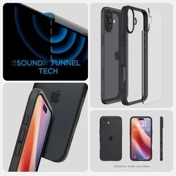 Telefontok iPhone 16 - SPIGEN ULTRA HYBRID - átlátszó/fekete szilikon tok-10
