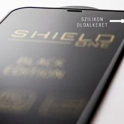 iPhone 14 Pro Max - ShieldOne Black Edition kijelzővédő üvegfólia, fekete plasztik kerettel-1