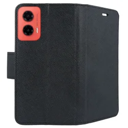 Motorola Moto G35 5G telefontok - Fancy fekete mágneses szilikon keretes könyvtok-2