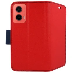 Motorola Moto G35 5G telefontok - Fancy piros / kék mágneses szilikon keretes könyvtok-2