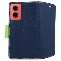 Motorola Moto G35 5G telefontok - Fancy kék / zöld mágneses szilikon keretes könyvtok-2
