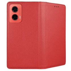 Motorola Moto G35 5G telefontok - piros mágneses szilikon keretes könyvtok-2