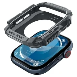 Apple Watch 10 / 11 (46 mm) okosóra tok - SPIGEN RUGGED ARMOR sötét szürke szilikon tok-7