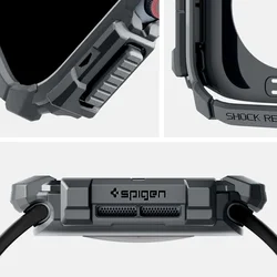 Apple Watch 10 / 11 (46 mm) okosóra tok - SPIGEN RUGGED ARMOR sötét szürke szilikon tok-10