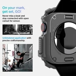 Apple Watch 10 / 11 (46 mm) okosóra tok - SPIGEN RUGGED ARMOR sötét szürke szilikon tok-11