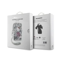 Hello Kitty graffiti telefontok - univerzális telefontartó táska, fehér/mintás ﻿-4