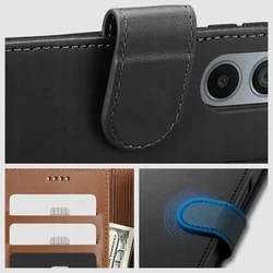 Telefontok Xiaomi Redmi 14C - Tech- Protect Wallet - barna bőr könyvtok, ráhajtófüllel ﻿-3