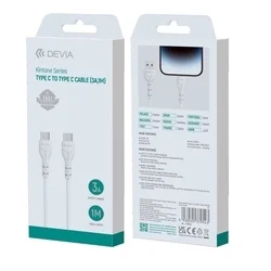 DEVIA EC151 kábel - Type-C (USB-C) / Type-C (USB-C) fehér kábel, 1m, 3A-2