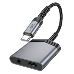 HOCO LS39 adapter - 2in1 Type-C (USB-C) / Audio (jack) + Type-C adapter, szürke-1