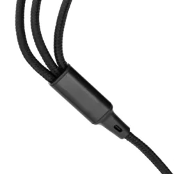 3in1 kábel - USB - Lightning / Type-C (USB-C) / MicroUSB fekete szövet kábel 2,4A, 1,2 m-2