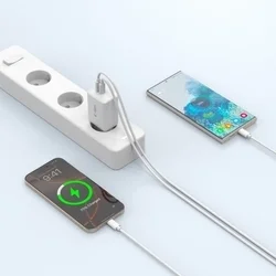 Tech- Protect NC45W telefon töltő - 2x Type-C (USB-C) portos, fehér hálózati töltőfej, 45W ﻿-3